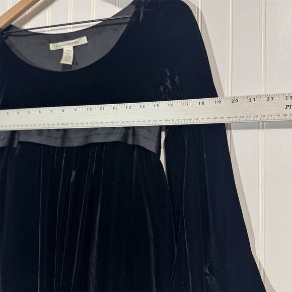 DVF Silk Velvet Dress 8 Black Bell Sleeve Witchy Goth Fairy Grunge Whimsigoth - Picture 5 of 9